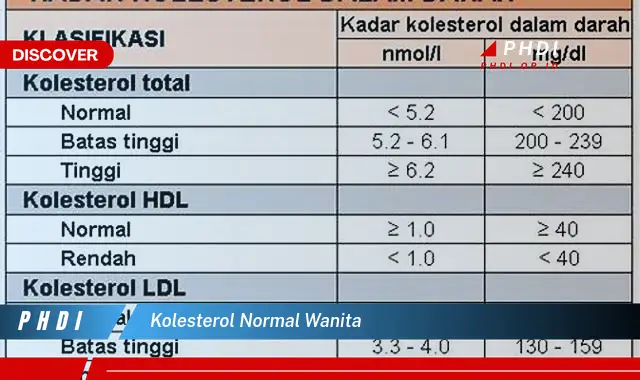 kolesterol normal wanita