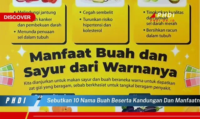 sebutkan 10 nama buah beserta kandungan dan manfaatnya