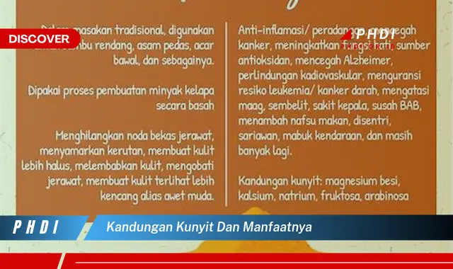 kandungan kunyit dan manfaatnya