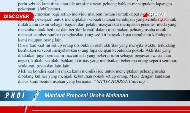 manfaat proposal usaha makanan