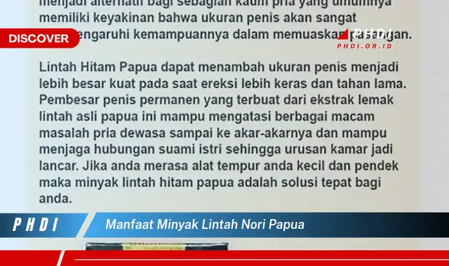 manfaat minyak lintah nori papua